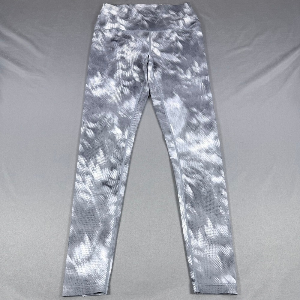 Zella Live In Womens M Gray White Abstract Print High Waist Yoga Gym Leggings